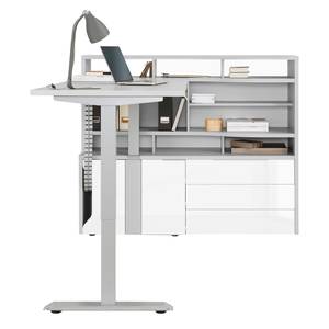 Étagère de bureau eDJUST Blanc brillant / Gris platine - Tiroir à droite