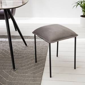 Tabouret Vail Velours / Métal - Gris / Noir