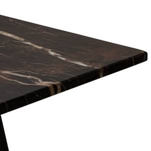 Table Aken Partiellement en chêne massif / Métal - Imitation marbre marron / Chêne foncé