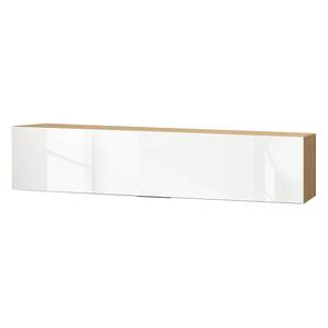 Wandkast Shino I Wit glas/Riviera eikenhouten look - Breedte: 180 cm