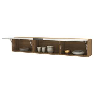 Wandkast Shino I Wit glas/Riviera eikenhouten look - Breedte: 180 cm