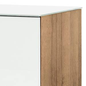 Tv-meubel Shino I Wit glas/Riviera eikenhouten look