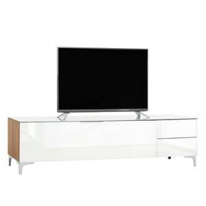 Tv-meubel Shino IV Wit glas/Riviera eikenhouten look