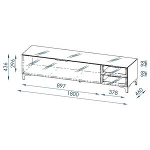 TV-Lowboard Shino IV Glas Weiß / Eiche Riviera Dekor