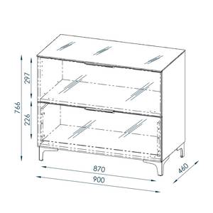 Kommode Shino I Glas Weiß / Eiche Riviera Dekor - Höhe: 77 cm