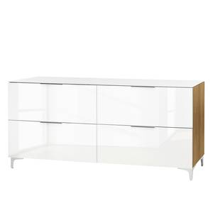 Sideboard Shino III Glas Weiß / Eiche Riviera Dekor