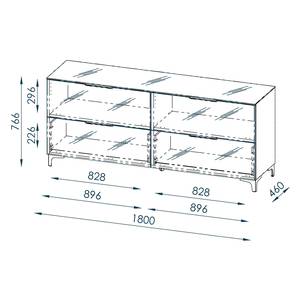 Dressoir Shino III Wit glas/Riviera eikenhouten look