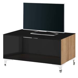 Tv-meubel Shino I Zwart glas/Riviera eikenhouten look