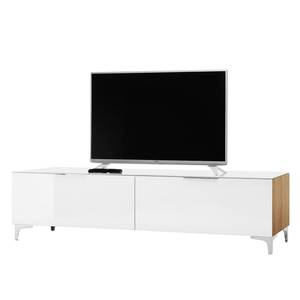 Tv-meubel Shino III Wit glas/Riviera eikenhouten look