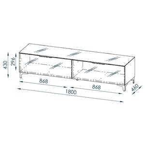 Tv-meubel Shino III Wit glas/Riviera eikenhouten look