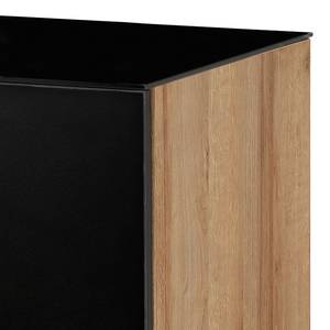 Kast Shino I Zwart glas/Riviera eikenhouten look - Hoogte: 77 cm