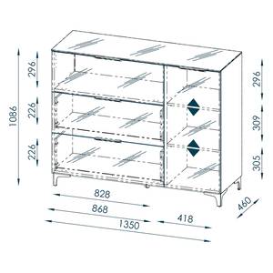 Kast Shino II Zwart glas/Riviera eikenhouten look