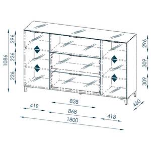 Sideboard Shino IV Glas Schwarz / Schwarz