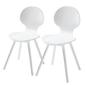 Chaises Patro (lot de 2) Partiellement en bambou massif - Blanc