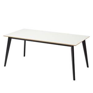 Table Vlore Partiellement en bambou massif - Blanc / Noir