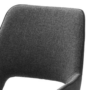 Chaises à accoudoirs Astoga (lot de 2) Tissu / Acier inoxydable - Anthracite - Gris foncé