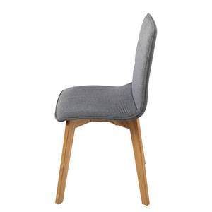 Gestoffeerde stoelen Vallrun (set van 2) geweven stof/massief essenhout - Lichtgrijs