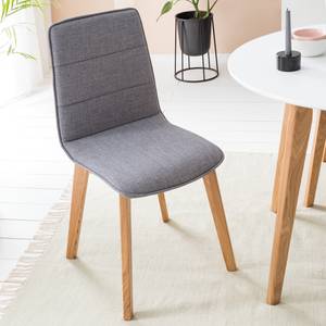 Chaises capitonnées Vallrun (lot de 2) Tissu / Frêne massif - Gris clair