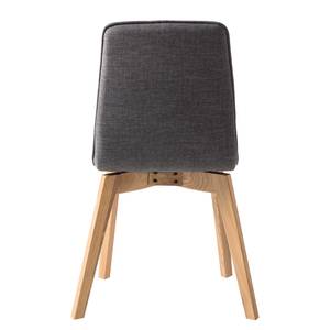 Gestoffeerde stoelen Vallrun (set van 2) geweven stof/massief essenhout - Donkergrijs