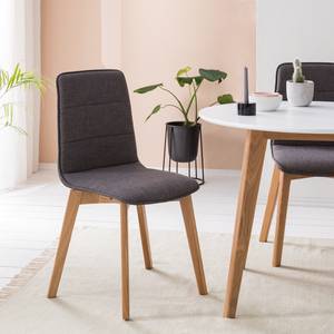 Gestoffeerde stoelen Vallrun (set van 2) geweven stof/massief essenhout - Donkergrijs