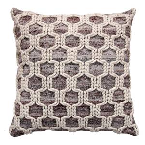 Coussin Hexa Tissu mélangé - Crème / Marron