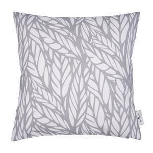 Housse de coussin T-Grey Leaves Coton - Blanc / Gris