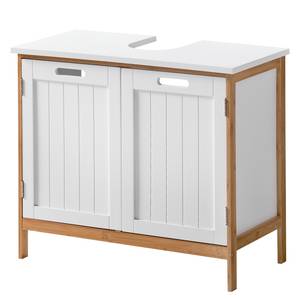 Set mobili da bagno Jakob VII (4 pezzi) Bambù parzialmente massello - bianco opaco/bambù