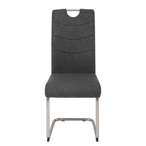 Chaises cantilever Liston (lot de 2) Imitation cuir / Acier - Argenté mat - Noir vintage