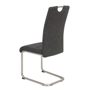 Chaises cantilever Liston (lot de 2) Imitation cuir / Acier - Argenté mat - Noir vintage