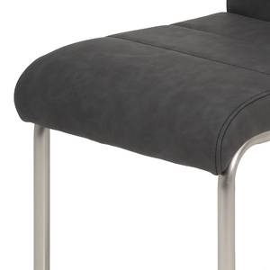 Chaises cantilever Liston (lot de 2) Imitation cuir / Acier - Argenté mat - Noir vintage