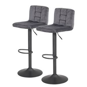 Chaises de bar Irma (lot de 2) Velours / Acier - Gris