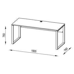 Bureau YES II Sable mat - Largeur : 150 cm