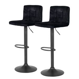 Chaises de bar Irma (lot de 2) Velours / Acier - Noir