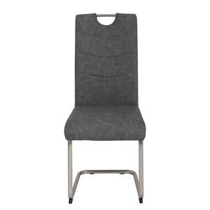 Chaises cantilever Liston (lot de 2) Imitation cuir / Acier - Argenté mat - Gris vintage