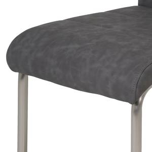 Chaises cantilever Liston (lot de 2) Imitation cuir / Acier - Argenté mat - Gris vintage