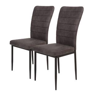 Chaises Liel (lot de 2) Microfibre/ Acier - Noir mat - Anthracite