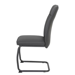 Chaises cantilever Rubin (lot de 2) Imitation cuir / Acier - Noir / Anthracite