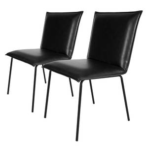 Chaises Rubik (lot de 2) Imitation cuir / Acier - Noir - Noir