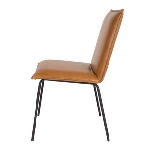 Chaises Rubik (lot de 2) Imitation cuir / Acier - Noir - Cognac