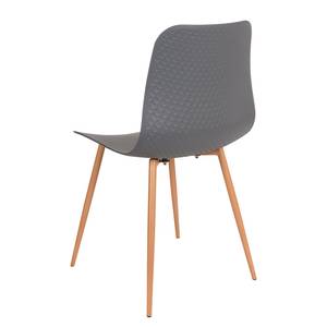 Chaises Sanra (lot de 2) Matière plastique / Acier - Hêtre - Gris