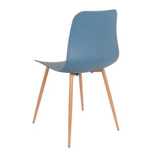 Chaises Sanra (lot de 2) Matière plastique / Acier - Hêtre - Bleu