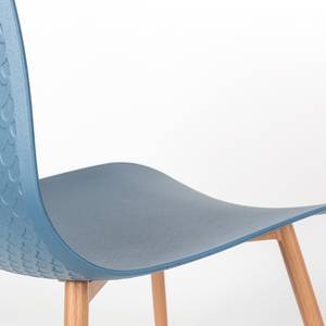 Chaises Sanra (lot de 2) Matière plastique / Acier - Hêtre - Bleu