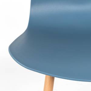 Chaises Sanra (lot de 2) Matière plastique / Acier - Hêtre - Bleu