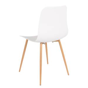 Chaises Sanra (lot de 2) Matière plastique / Acier - Hêtre - Blanc