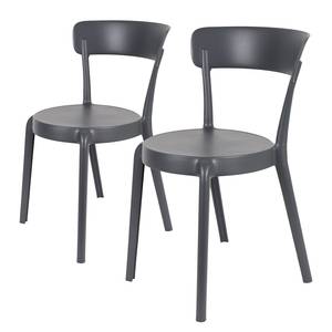 Chaises Helba I (lot de 2) Matière plastique - Gris foncé