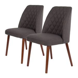 Chaises Benowa (lot de 2) Tissu / Hêtre massif - Noyer - Gris foncé