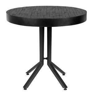 Table Glent I Partiellement en teck massif / Acier - Noir - Noir