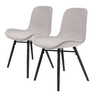 Chaises Rufino (lot de 2) Tissu / Hêtre massif - Noir - Gris clair