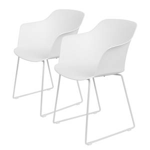 Chaises à accoudoirs Hendra (lot de 2) Matière plastique / Acier - Blanc