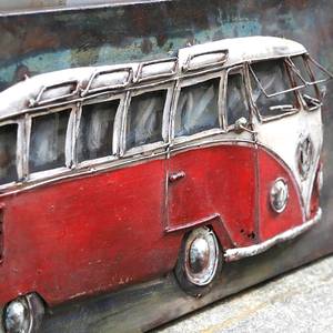 Bild Bus in Rot I Eisen - Mehrfarbig